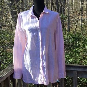 J Jill Linen Pink Stripe Shirt Tunic